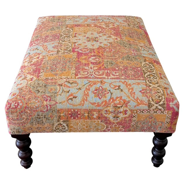 Vintage George Smith Bench Ottoman in Bohemian Mosaic Tapestry