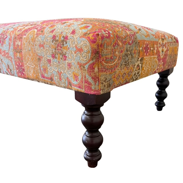 Vintage George Smith Bench Ottoman in Bohemian Mosaic Tapestry