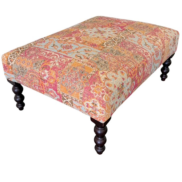Vintage George Smith Bench Ottoman in Bohemian Mosaic Tapestry