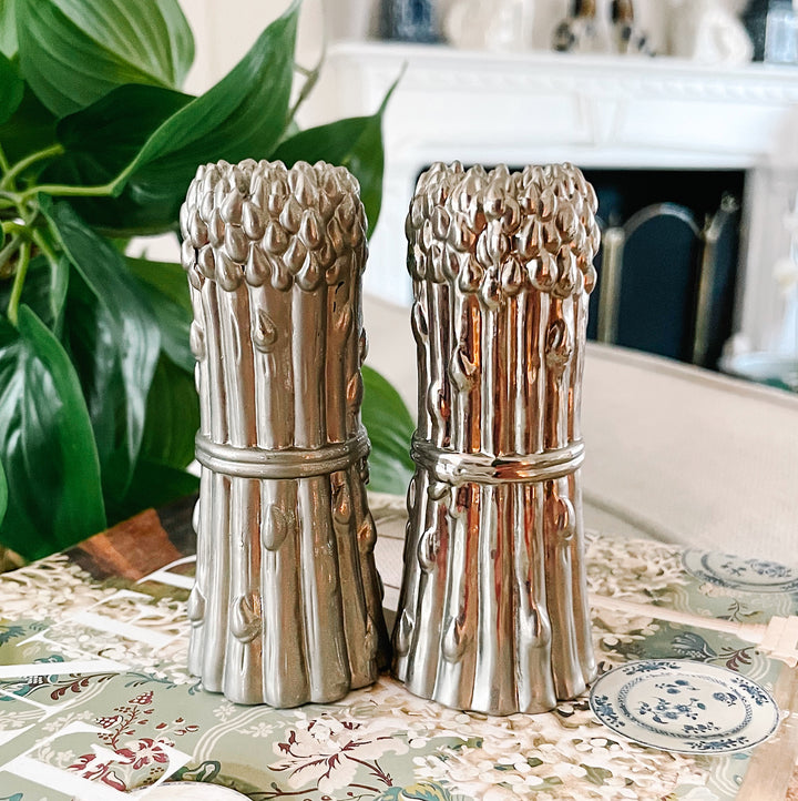 Vintage Godinger Silver Plated Asparagus Salt & Pepper Shakers