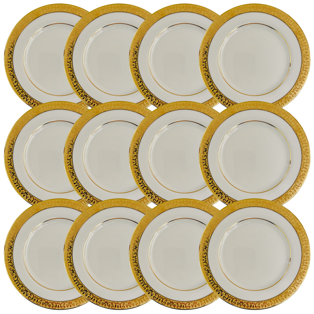 Vintage Gold Encrusted Bread & Butter Plates by Royal Gallery "Gold Buffet"