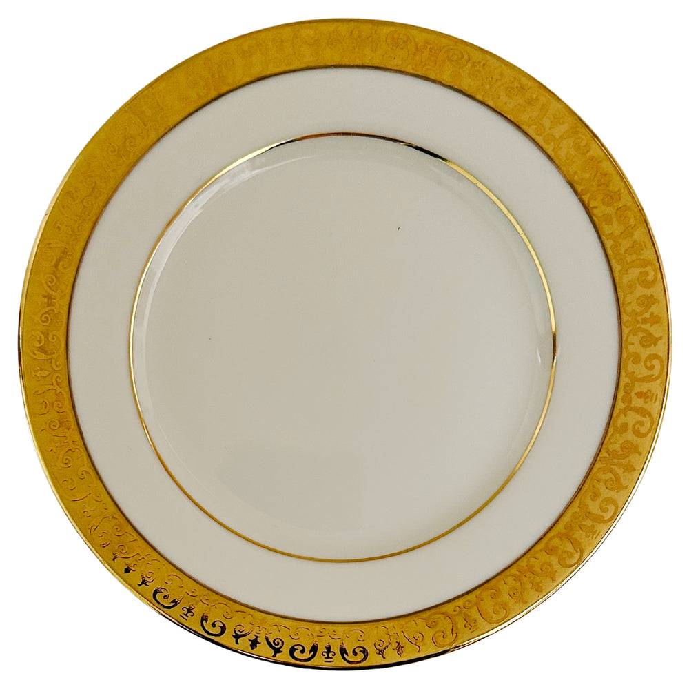 Vintage Gold Encrusted Bread & Butter Plates by Royal Gallery "Gold Buffet"
