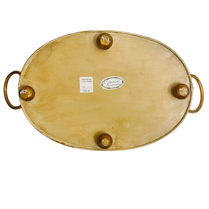 Vintage Gold French Country Tole Cachepot With Bees, Large