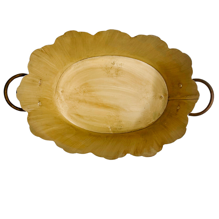 Vintage Gold French Country Tole Cachepot With Bees, Large
