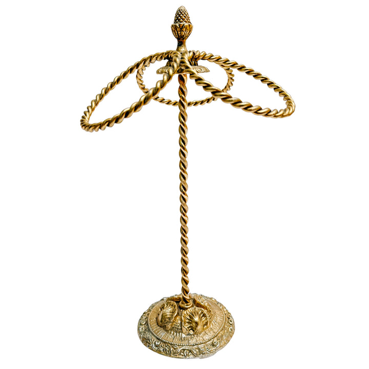 Vintage Gold Gilt Three Ring Metal Hand Towel Holder