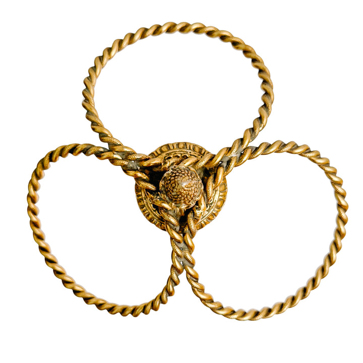 Vintage Gold Gilt Three Ring Metal Hand Towel Holder