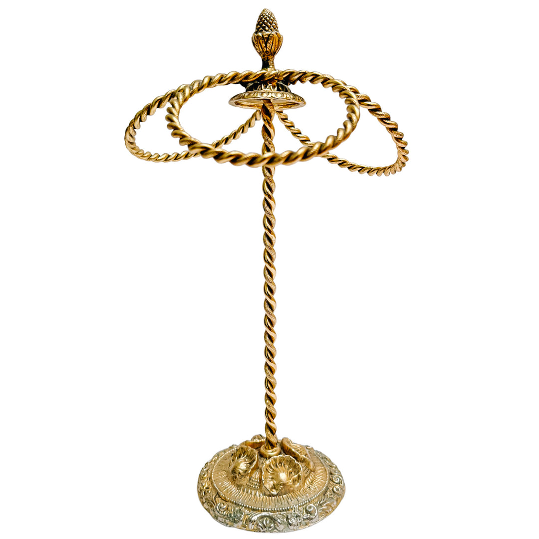 Vintage Gold Gilt Three Ring Metal Hand Towel Holder