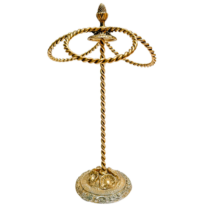 Vintage Gold Gilt Three Ring Metal Hand Towel Holder