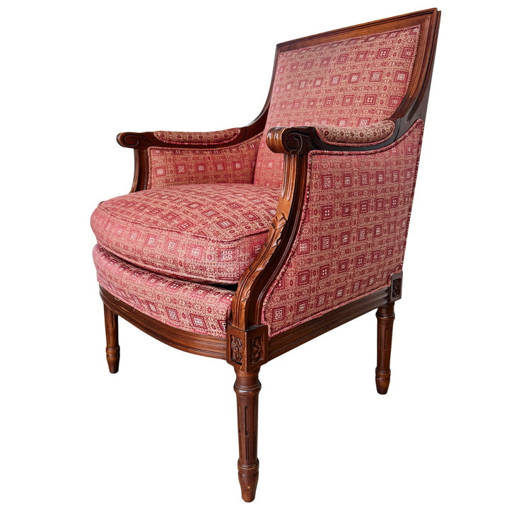 Vintage Hancock & Moore Louis XVI Neoclassical Mahogany Bergère Chairs