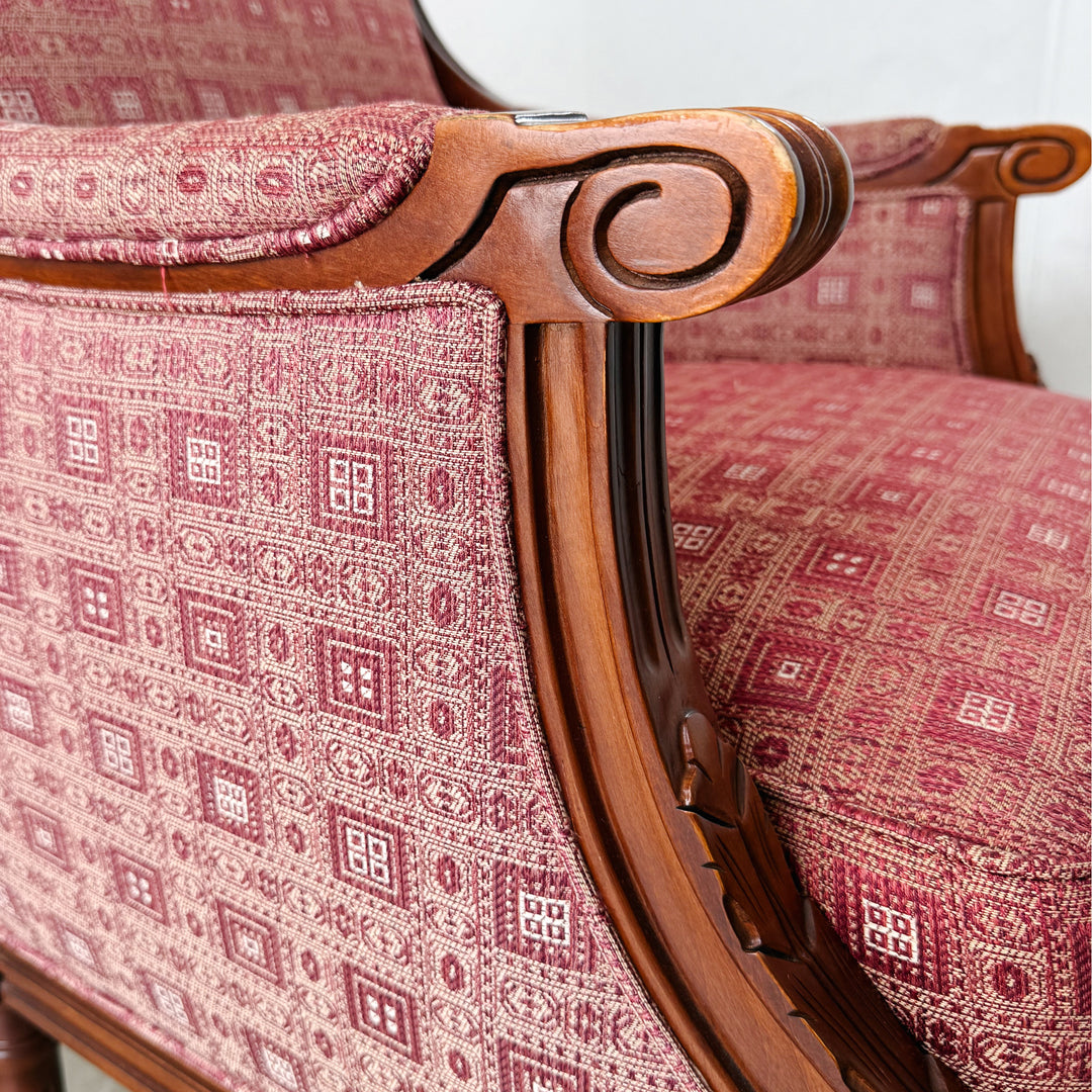 Vintage Hancock & Moore Louis XVI Neoclassical Mahogany Bergère Chairs