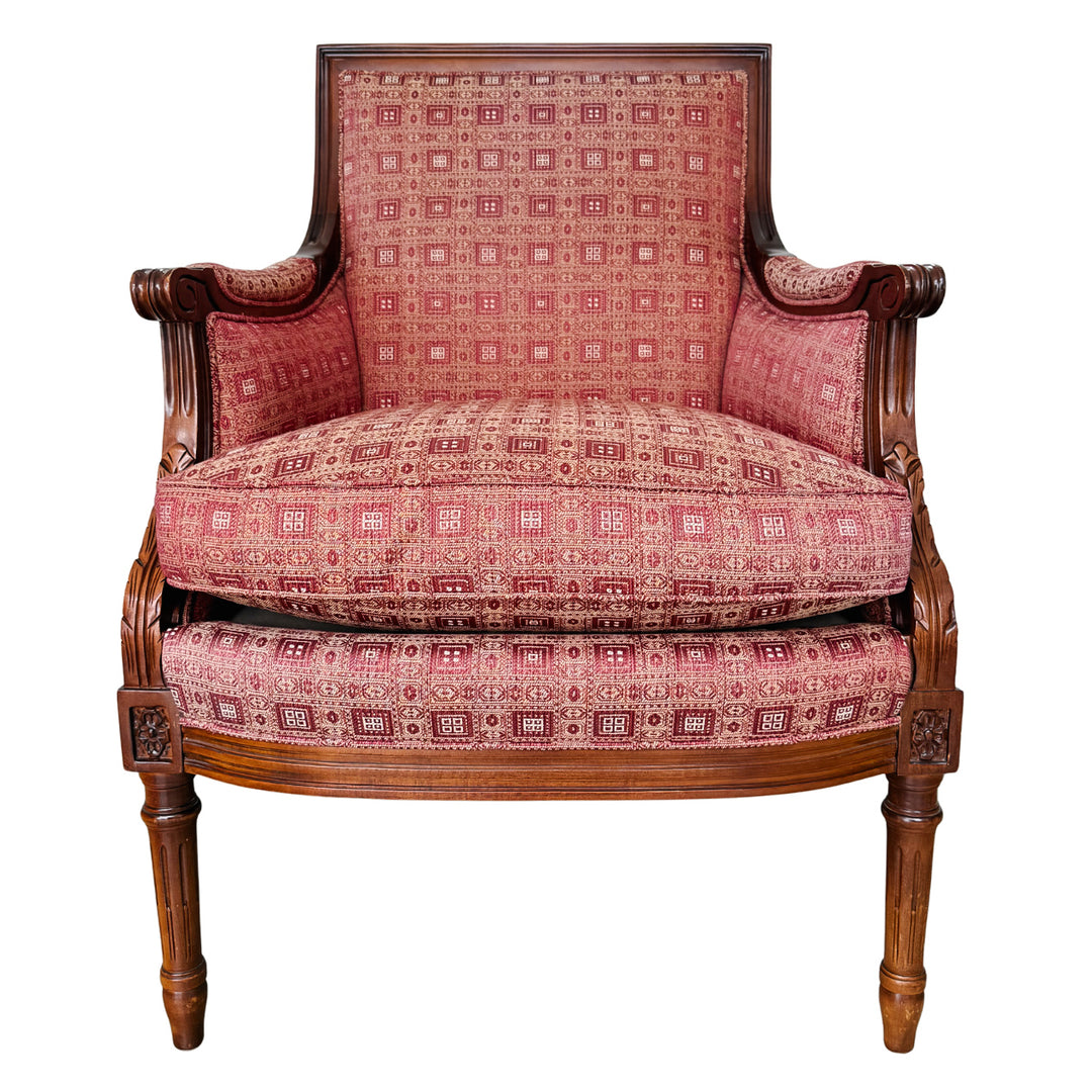 Vintage Hancock & Moore Louis XVI Neoclassical Mahogany Bergère Chairs