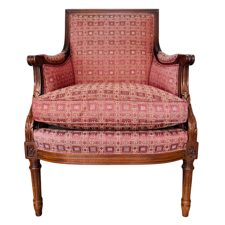 Vintage Hancock & Moore Louis XVI Neoclassical Mahogany Bergère Chairs