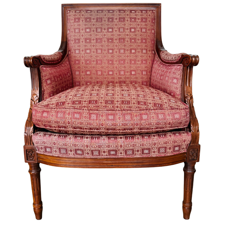 Vintage Hancock & Moore Louis XVI Neoclassical Mahogany Bergère Chairs