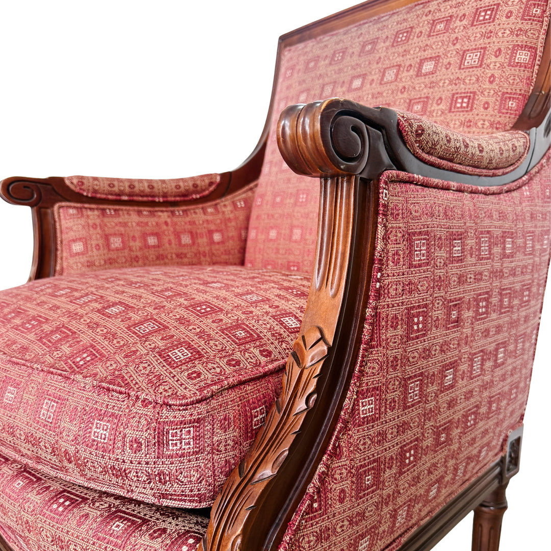 Vintage Hancock & Moore Louis XVI Neoclassical Mahogany Bergère Chairs
