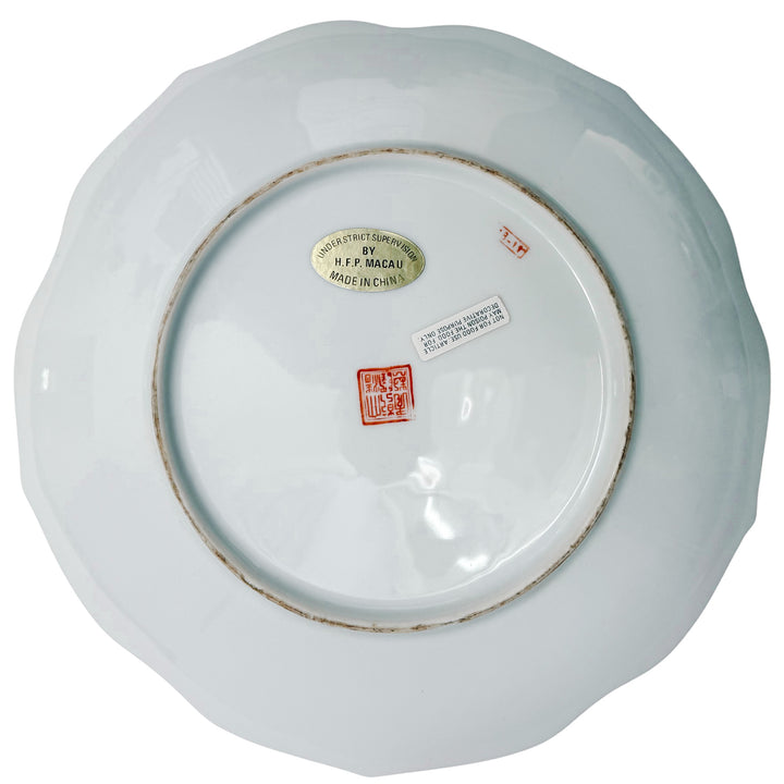 Vintage Hand-Painted Tobacco Leaf Scalloped Plate