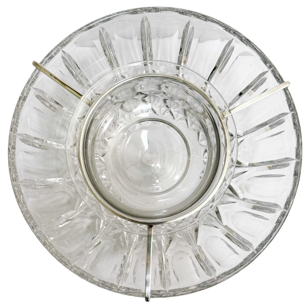 Vintage Hawkes Sterling Silver & Crystal Caviar Server