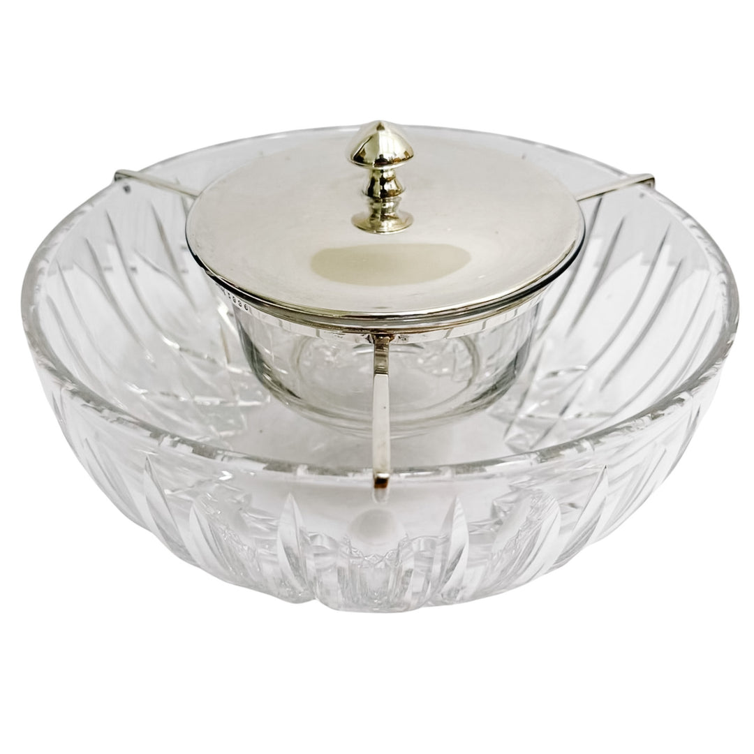 Vintage Hawkes Sterling Silver & Crystal Caviar Server