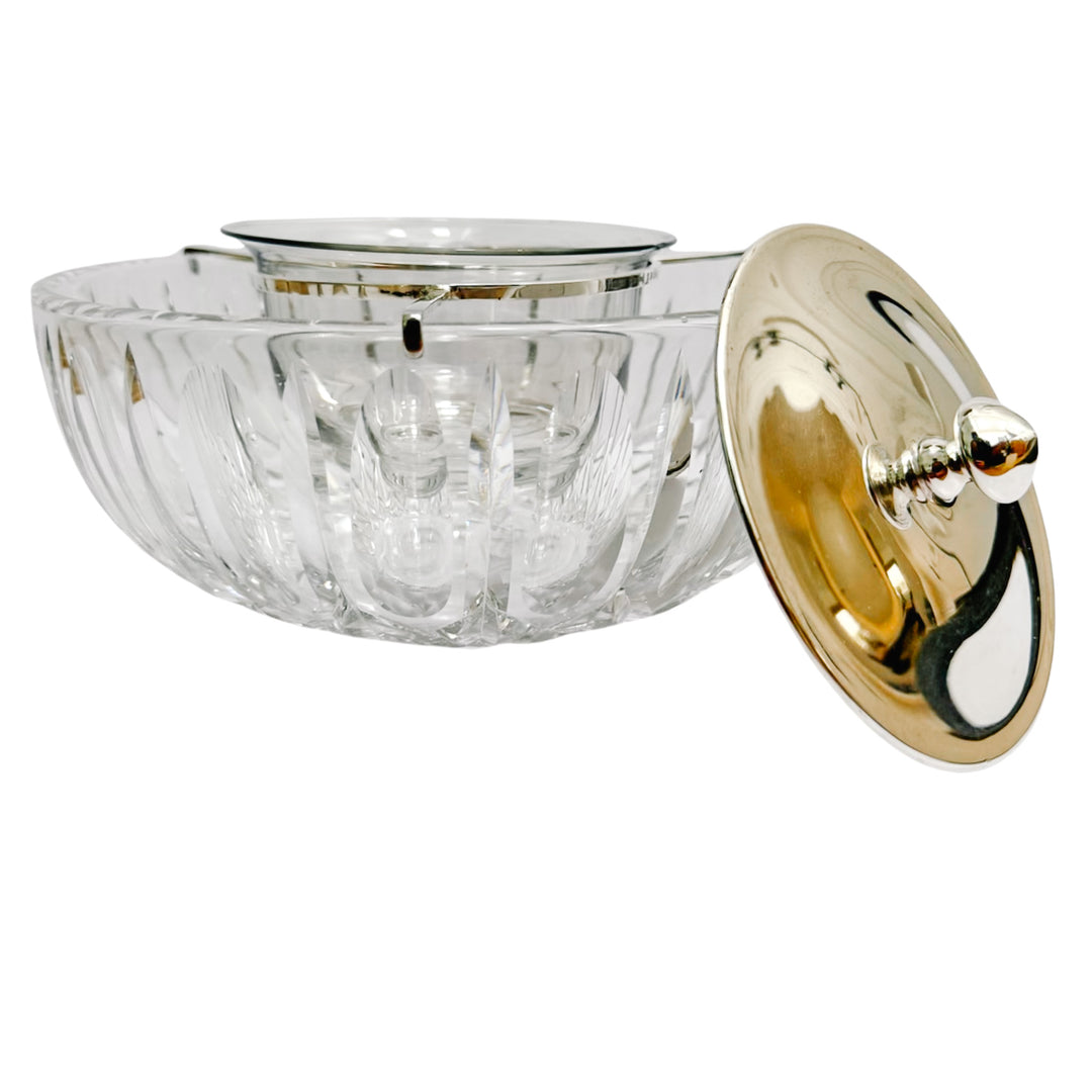 Vintage Hawkes Sterling Silver & Crystal Caviar Server