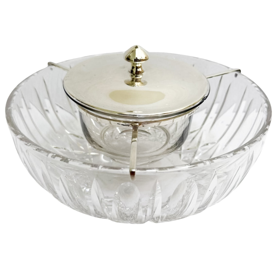 Vintage Hawkes Sterling Silver & Crystal Caviar Server (4)