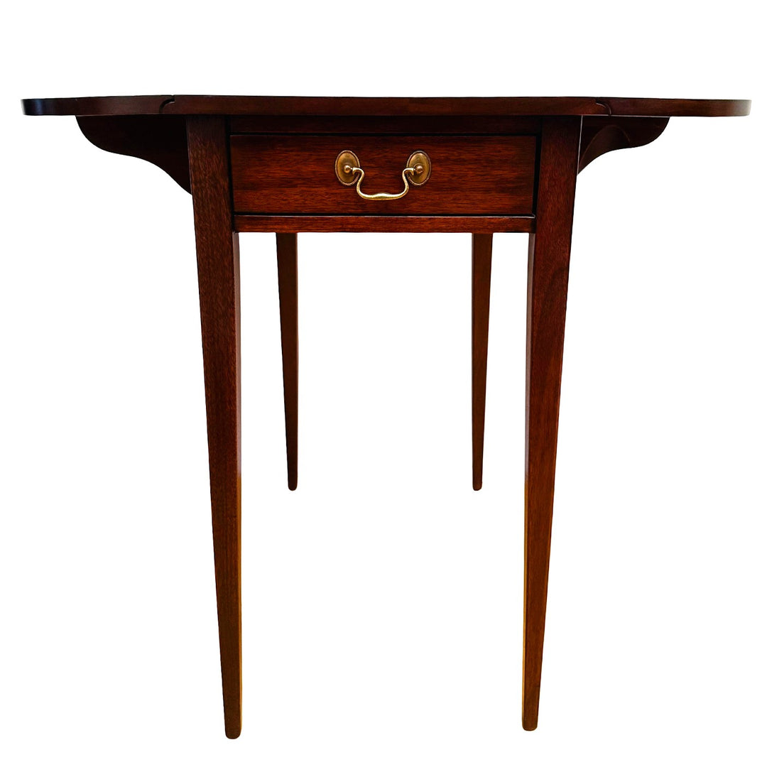 Pair of Vintage Henkel Harris Mahogany Drop-Leaf Pembroke End Tables With Drawer