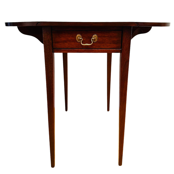 Pair of Vintage Henkel Harris Mahogany Drop-Leaf Pembroke End Tables With Drawer