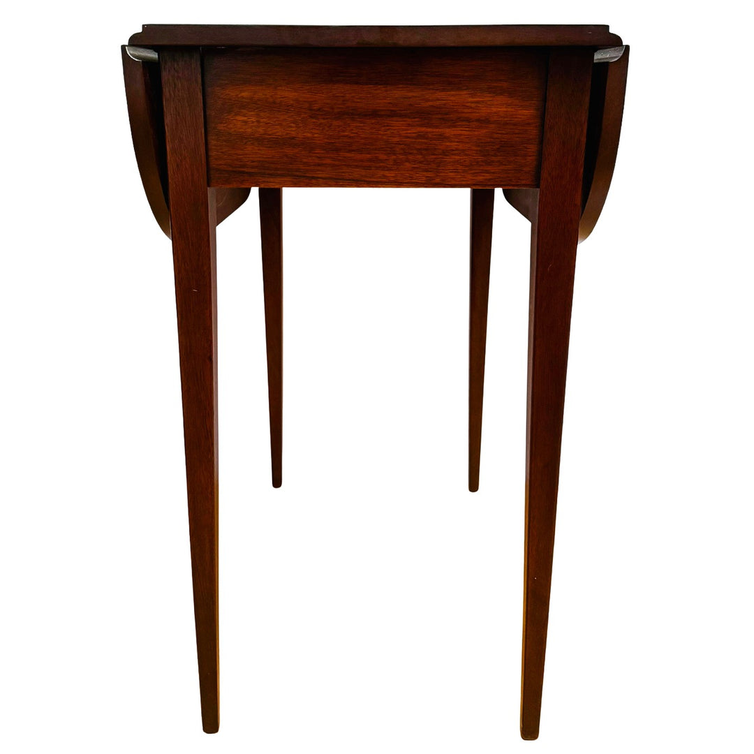 Pair of Vintage Henkel Harris Mahogany Drop-Leaf Pembroke End Tables With Drawer