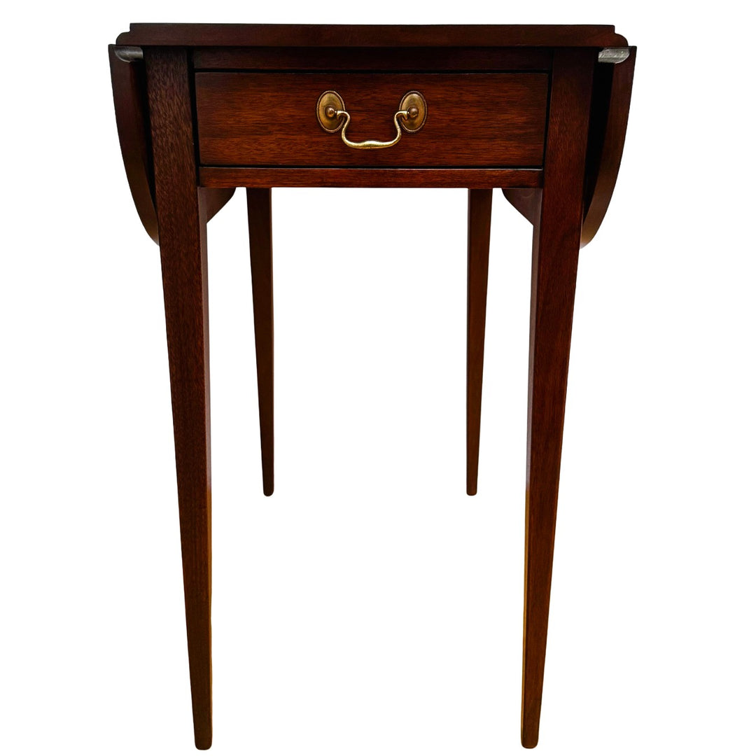 Pair of Vintage Henkel Harris Mahogany Drop-Leaf Pembroke End Tables With Drawer