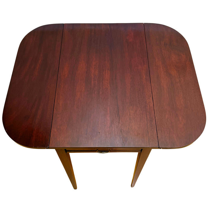 Pair of Vintage Henkel Harris Mahogany Drop-Leaf Pembroke End Tables With Drawer