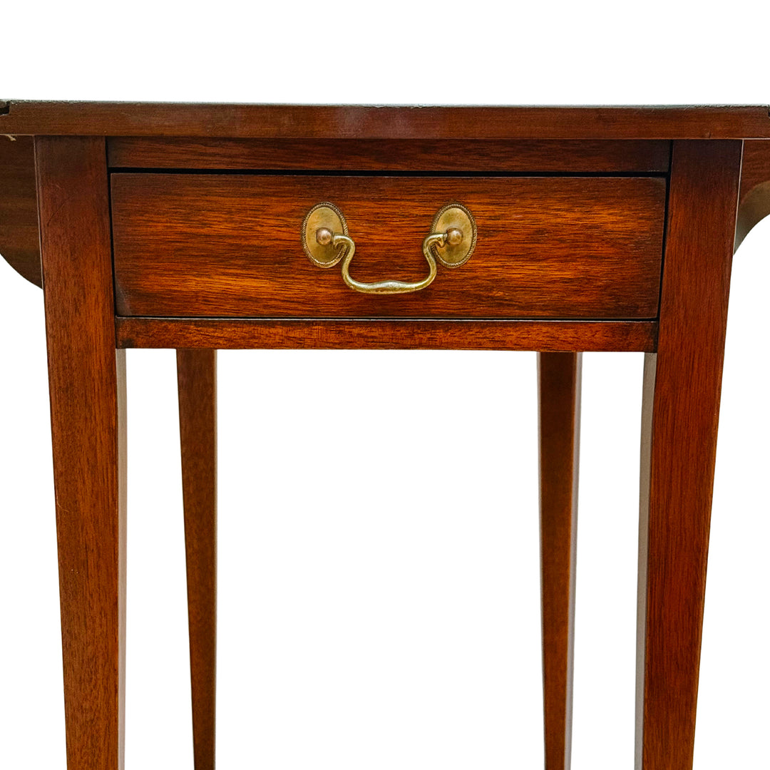 Pair of Vintage Henkel Harris Mahogany Drop-Leaf Pembroke End Tables With Drawer