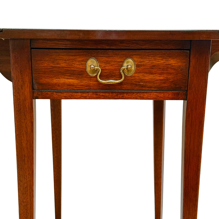 Pair of Vintage Henkel Harris Mahogany Drop-Leaf Pembroke End Tables With Drawer