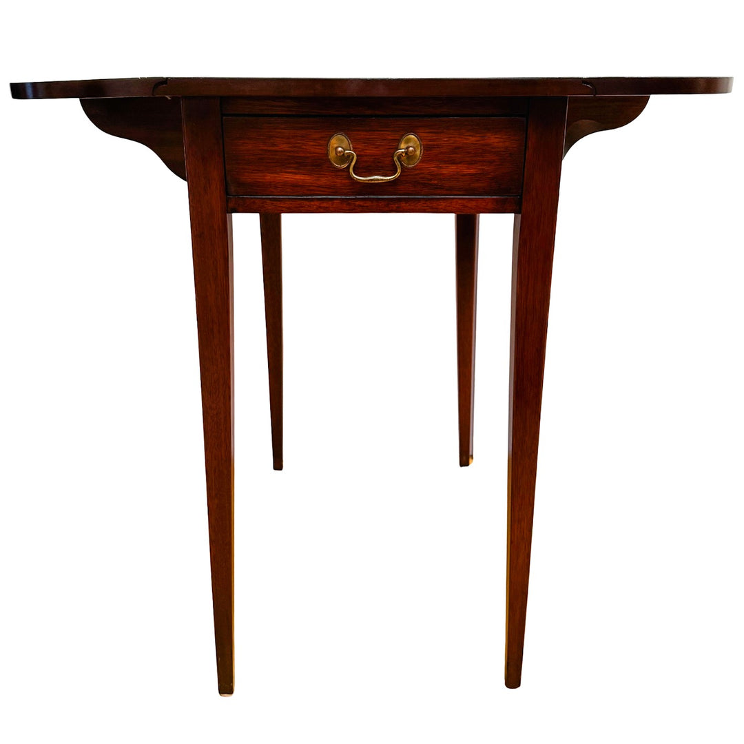 Pair of Vintage Henkel Harris Mahogany Drop-Leaf Pembroke End Tables With Drawer