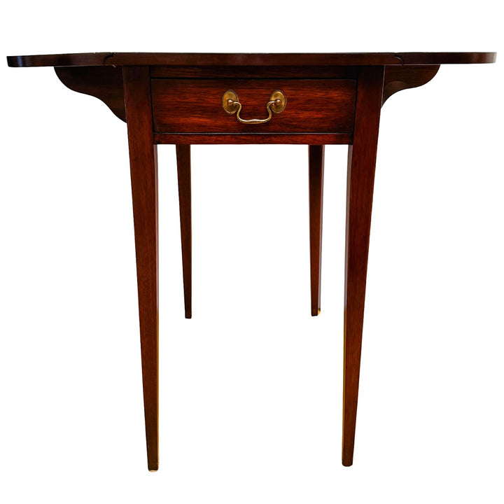 Pair of Vintage Henkel Harris Mahogany Drop-Leaf Pembroke End Tables With Drawer