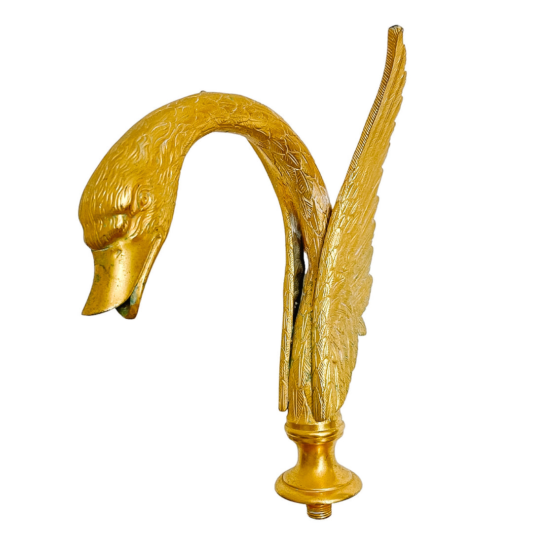 Vintage Hollywood Regency Gilt Metal Swan Faucet Spout in the Style of Sherle Wagner