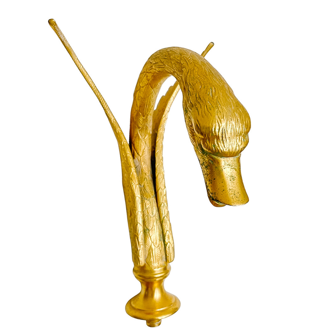 Vintage Hollywood Regency Gilt Metal Swan Faucet Spout in the Style of Sherle Wagner