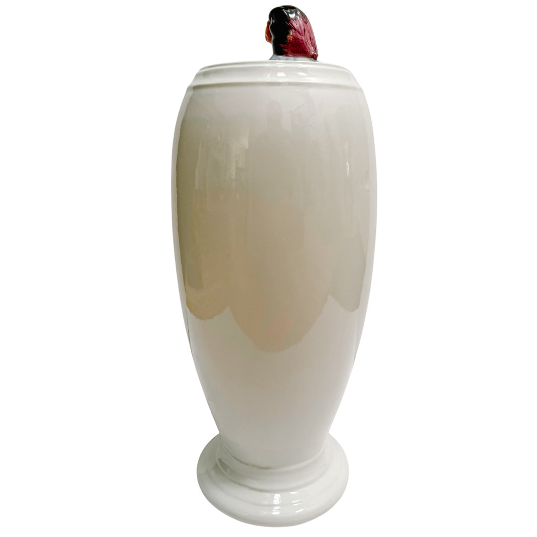 Vintage Hollywood Regency Style Porcelain Parrot Vase by Oggetti