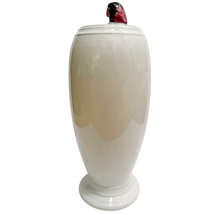 Vintage Hollywood Regency Style Porcelain Parrot Vase by Oggetti