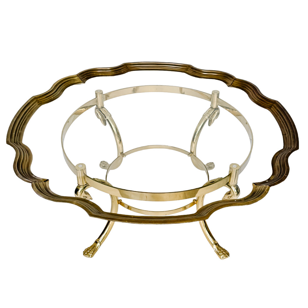 Vintage Hollywood Regency Swan Coffee Table in the Style of LaBarge