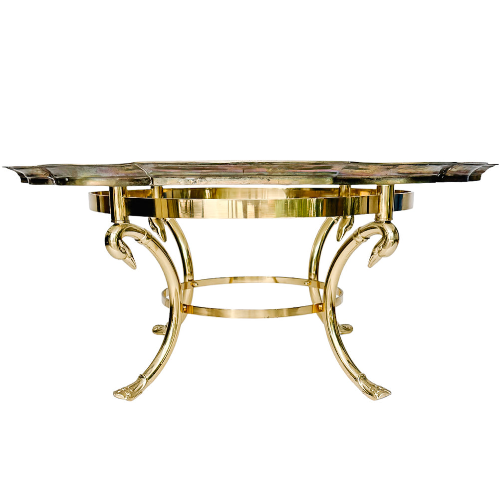 Vintage Hollywood Regency Swan Coffee Table in the Style of LaBarge