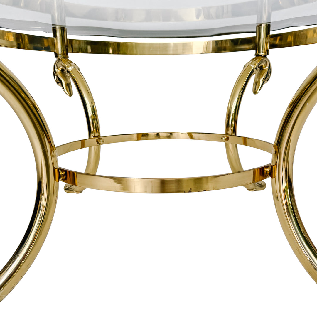 Vintage Hollywood Regency Swan Coffee Table in the Style of LaBarge