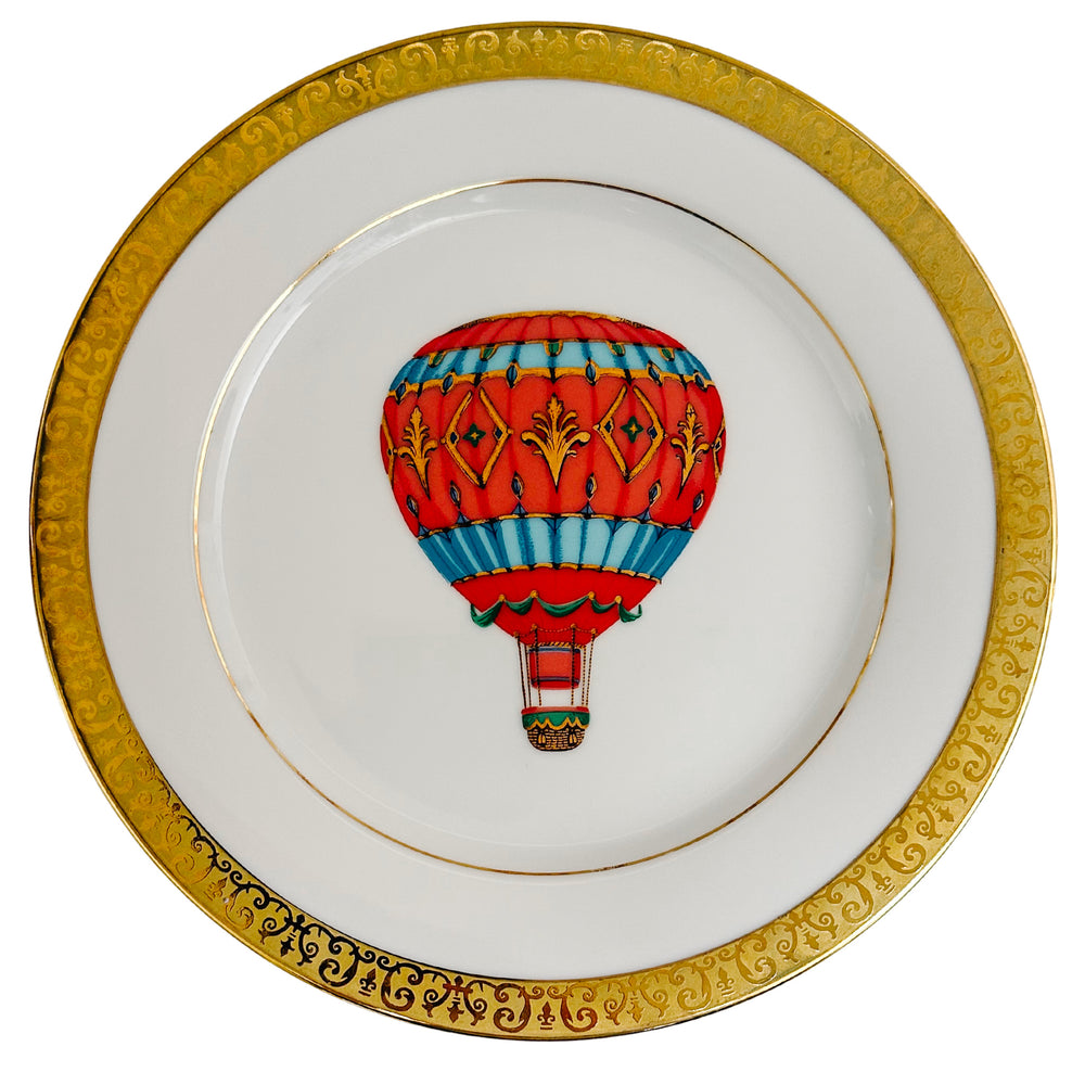 Vintage Hot Air Balloon Salad Plates by Royal Gallery Gold Buffet 