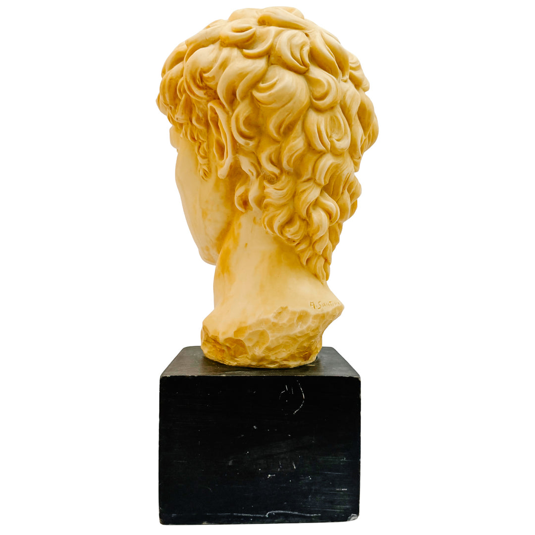 Vintage Italian A. Santini Michelangelo’s David Bust Sculpture on Composite Stone Base