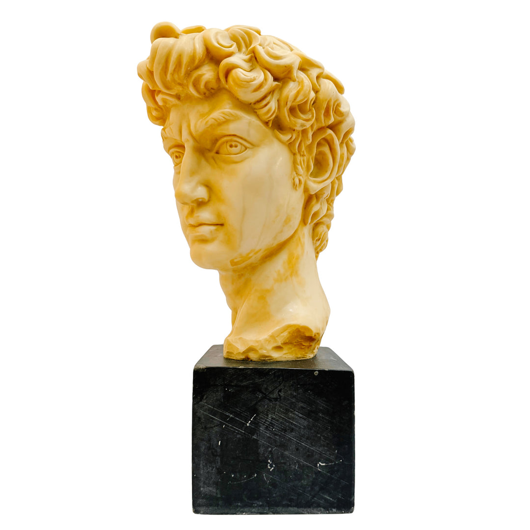 Vintage Italian A. Santini Michelangelo’s David Bust Sculpture on Composite Stone Base