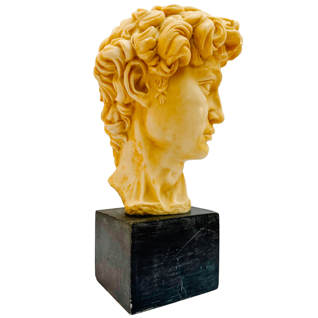 Vintage Italian A. Santini Michelangelo’s David Bust Sculpture on Composite Stone Base