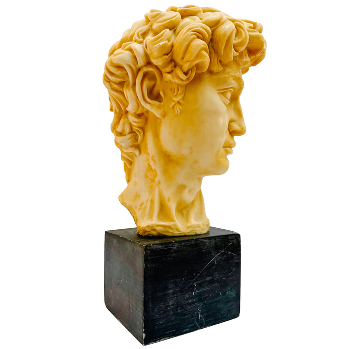 Vintage Italian A. Santini Michelangelo’s David Bust Sculpture on Composite Stone Base