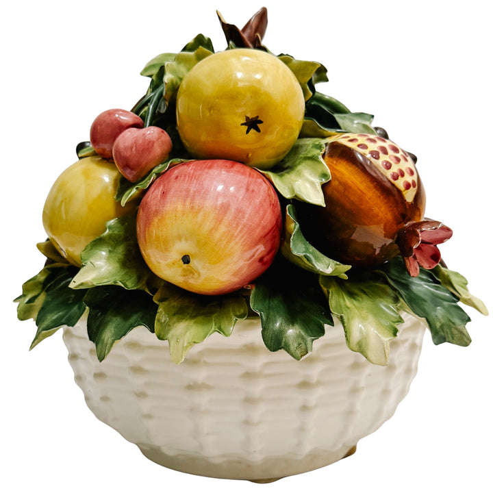 Vintage Italian Capodimonte Ceramic Fruit Topiary Centerpiece Bowl