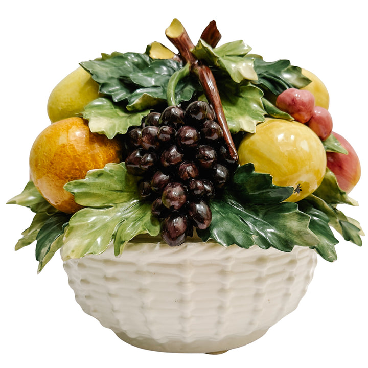 Vintage Italian Capodimonte Ceramic Fruit Topiary Centerpiece Bowl