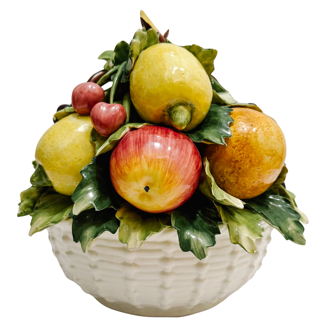 Vintage Italian Capodimonte Ceramic Fruit Topiary Centerpiece Bowl