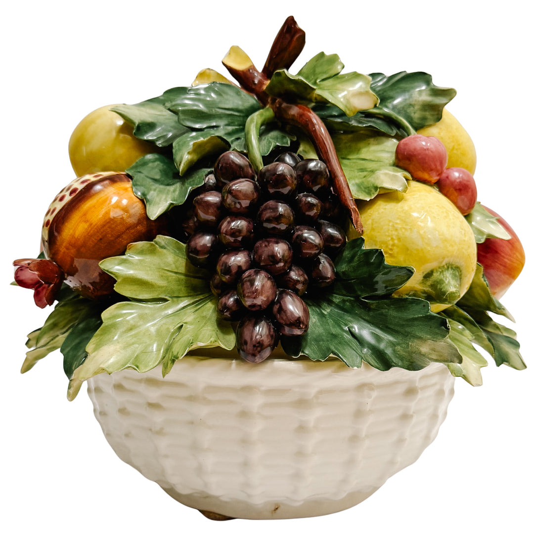 Vintage Italian Capodimonte Ceramic Fruit Topiary Centerpiece Bowl