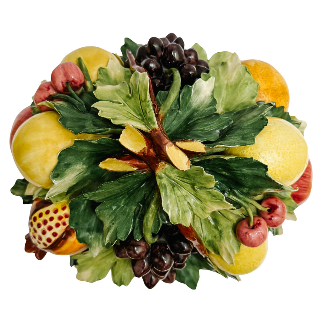 Vintage Italian Capodimonte Ceramic Fruit Topiary Centerpiece Bowl