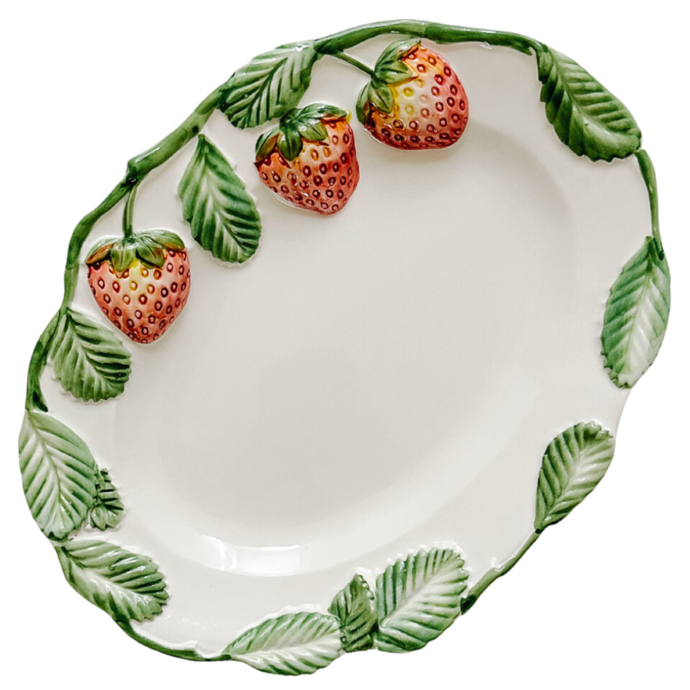 Vintage Italian Capodimonte Oval Fruit Dessert Plates